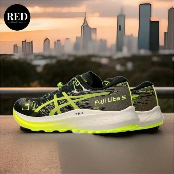 ASICS Fuji Lite 5 Trail Running Shoes Black Safety Yellow 1011B889 - Men\'s 11 main image 4
